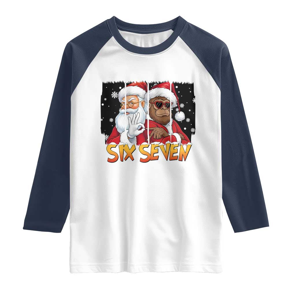 Six Seven Meme Santa Bigfoot Raglan Shirt 67 Viral Gen Alpha Slang Christmas Gift - Wonder Print Shop