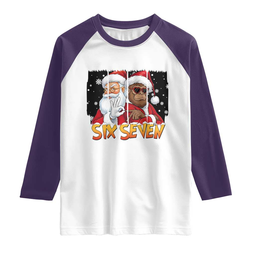 Six Seven Meme Santa Bigfoot Raglan Shirt 67 Viral Gen Alpha Slang Christmas Gift - Wonder Print Shop