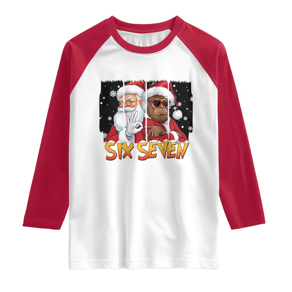 Six Seven Meme Santa Bigfoot Raglan Shirt 67 Viral Gen Alpha Slang Christmas Gift - Wonder Print Shop