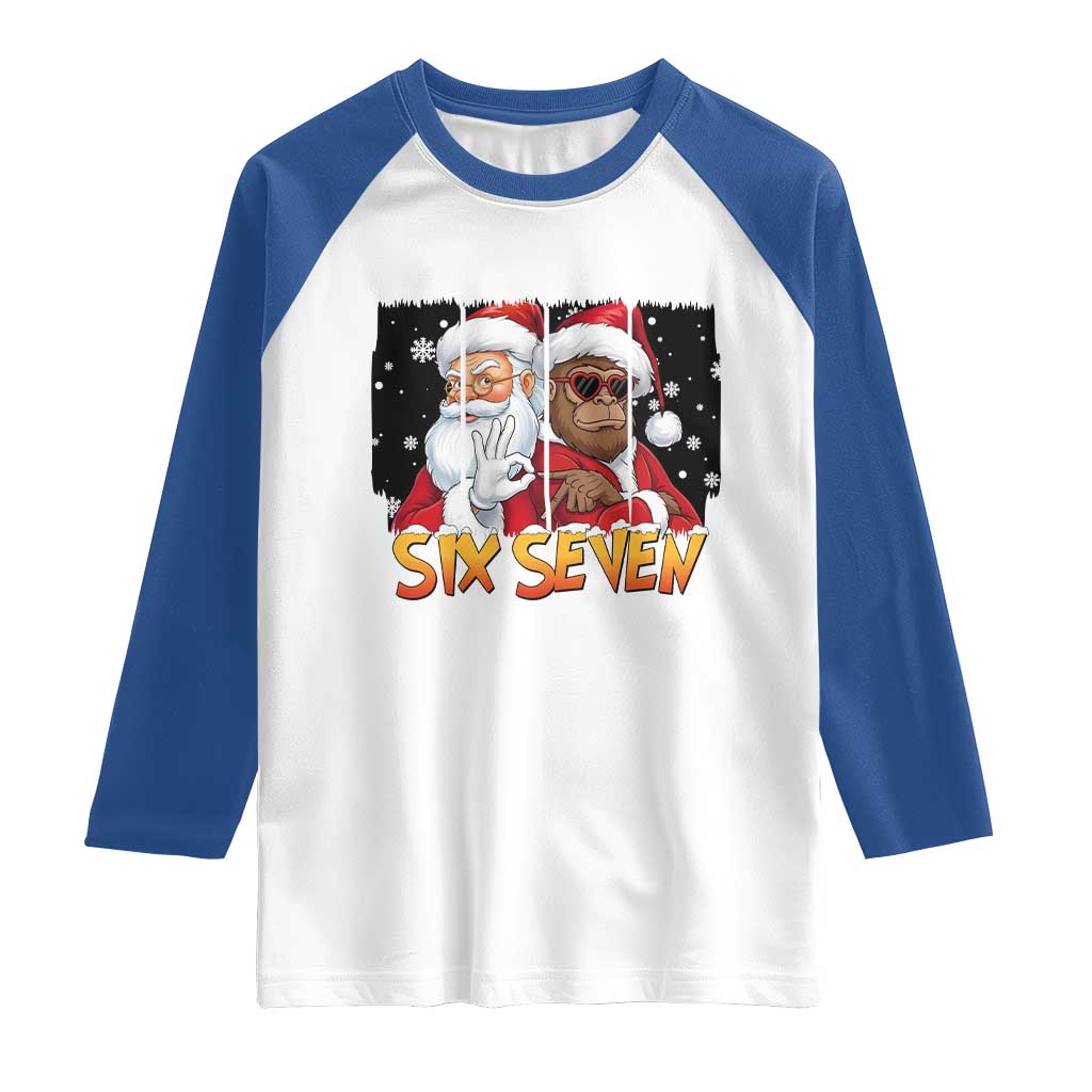 Six Seven Meme Santa Bigfoot Raglan Shirt 67 Viral Gen Alpha Slang Christmas Gift - Wonder Print Shop