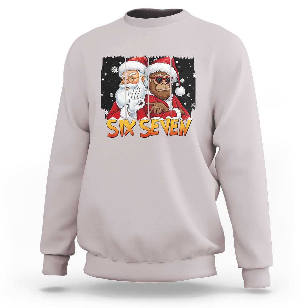 Six Seven Meme Santa Bigfoot Sweatshirt 67 Viral Gen Alpha Slang Christmas Gift - Wonder Print Shop