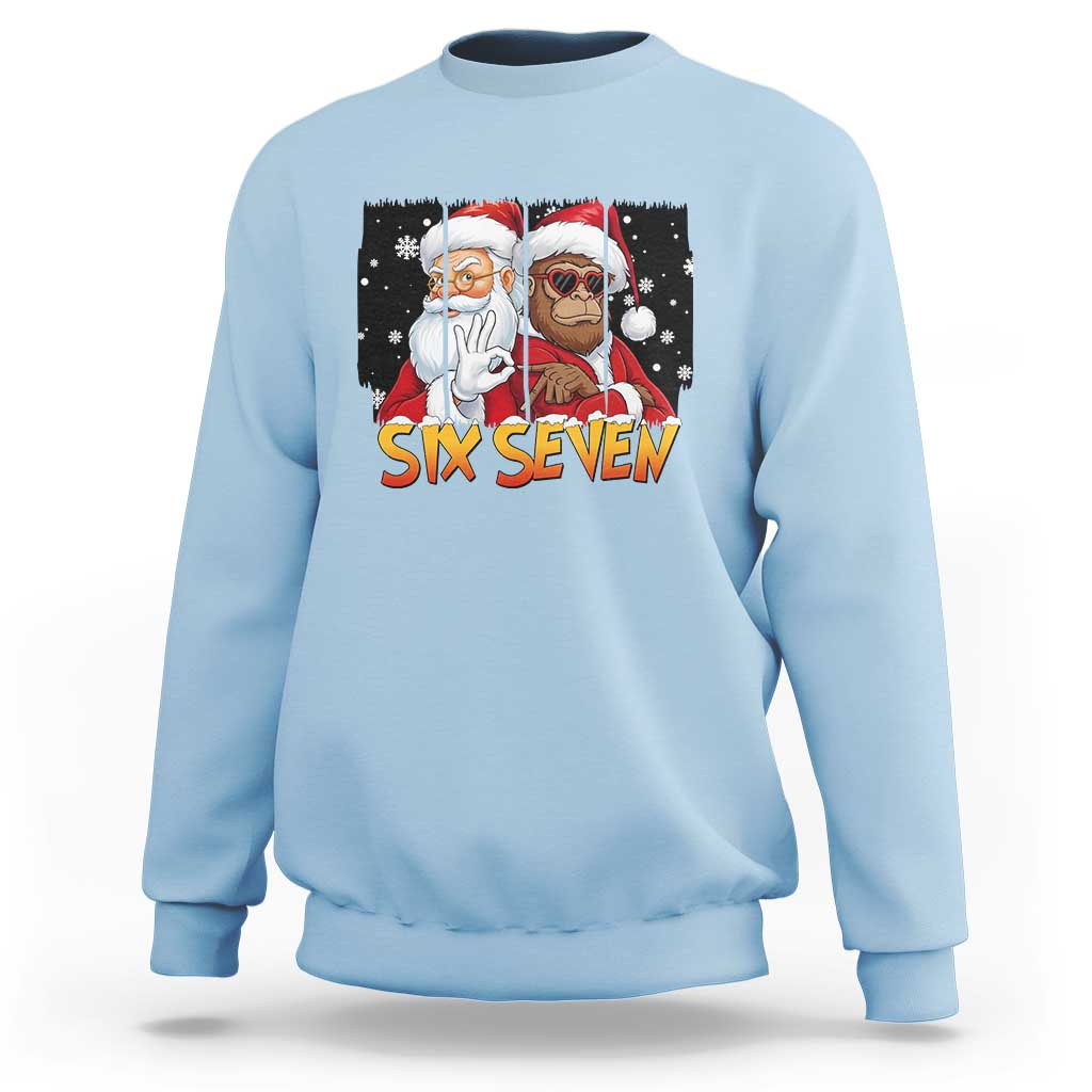 Six Seven Meme Santa Bigfoot Sweatshirt 67 Viral Gen Alpha Slang Christmas Gift - Wonder Print Shop