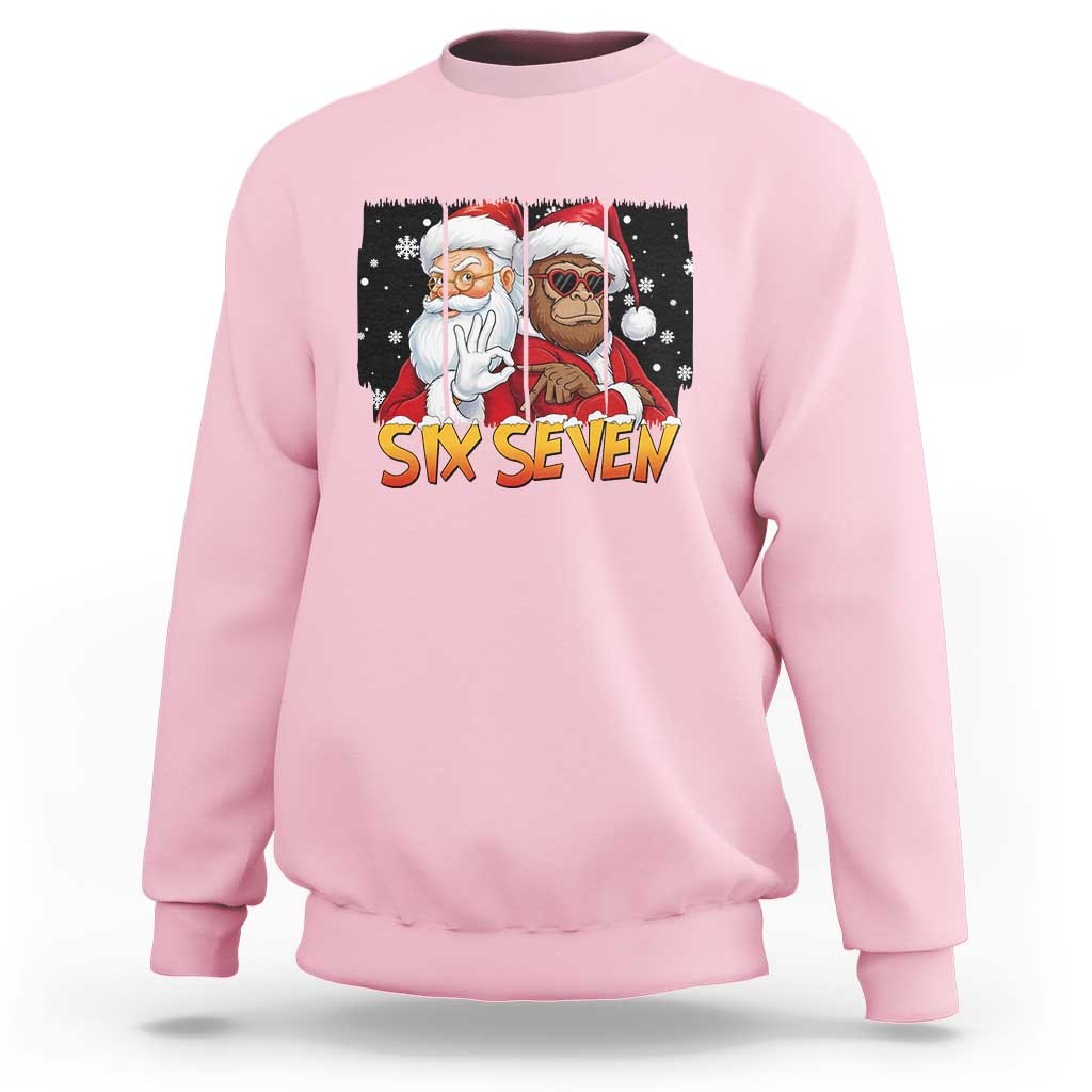 Six Seven Meme Santa Bigfoot Sweatshirt 67 Viral Gen Alpha Slang Christmas Gift - Wonder Print Shop