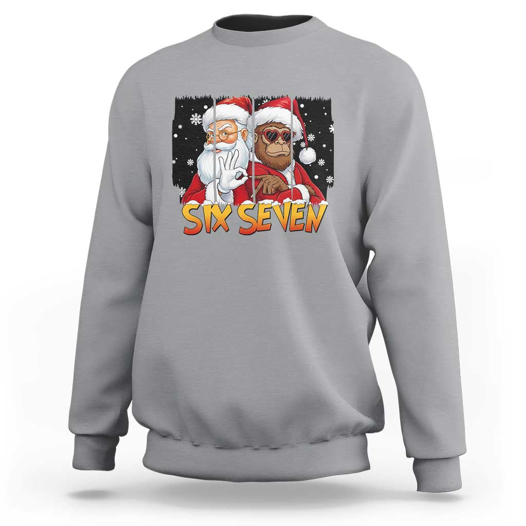 Six Seven Meme Santa Bigfoot Sweatshirt 67 Viral Gen Alpha Slang Christmas Gift - Wonder Print Shop