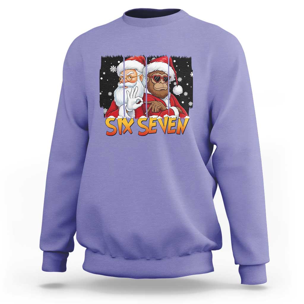 Six Seven Meme Santa Bigfoot Sweatshirt 67 Viral Gen Alpha Slang Christmas Gift - Wonder Print Shop