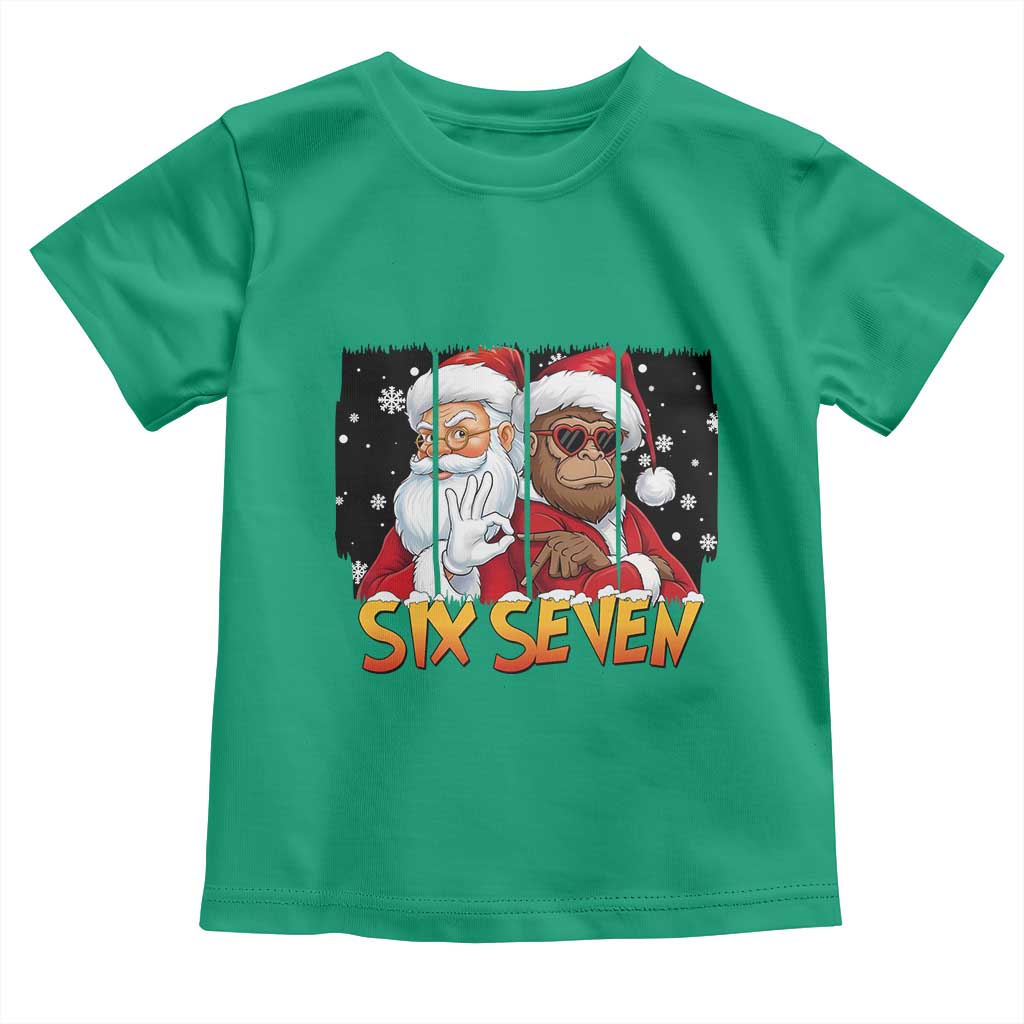 Six Seven Meme Santa Bigfoot Toddler T Shirt 67 Viral Gen Alpha Slang Christmas Gift - Wonder Print Shop