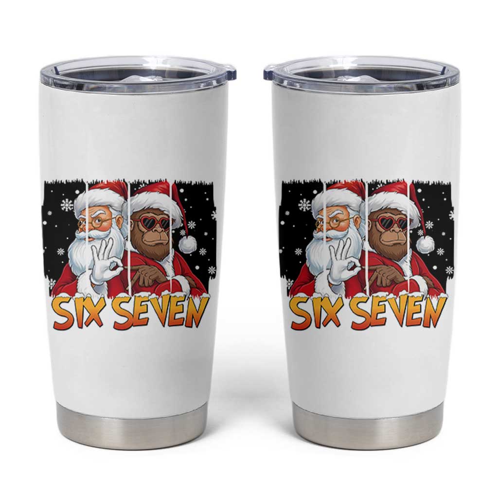 Six Seven Meme Santa Bigfoot Tumbler Cup 67 Viral Gen Alpha Slang Christmas Gift - Wonder Print Shop