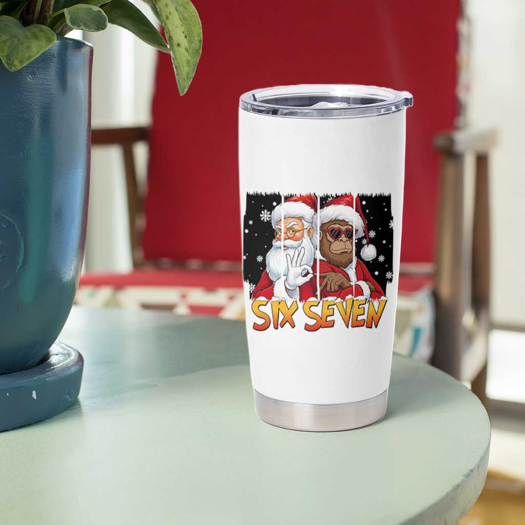 Six Seven Meme Santa Bigfoot Tumbler Cup 67 Viral Gen Alpha Slang Christmas Gift - Wonder Print Shop