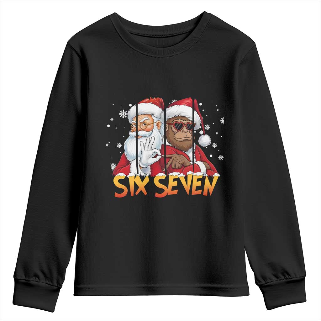 Six Seven Meme Santa Bigfoot Youth Sweatshirt 67 Viral Gen Alpha Slang Christmas Gift - Wonder Print Shop