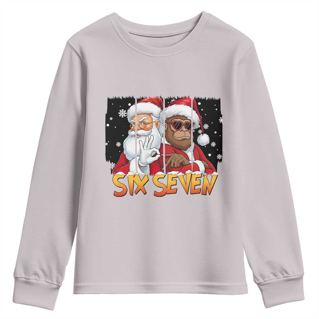Six Seven Meme Santa Bigfoot Youth Sweatshirt 67 Viral Gen Alpha Slang Christmas Gift - Wonder Print Shop