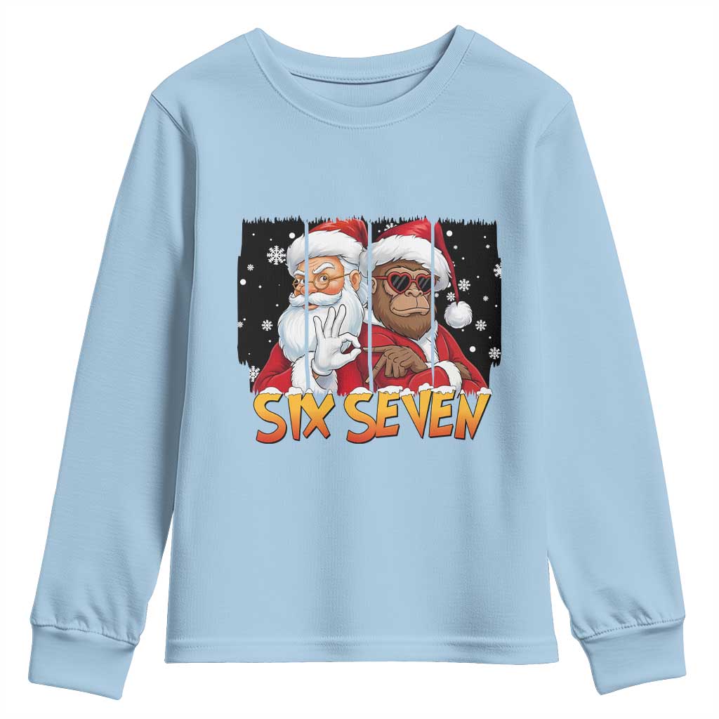 Six Seven Meme Santa Bigfoot Youth Sweatshirt 67 Viral Gen Alpha Slang Christmas Gift - Wonder Print Shop