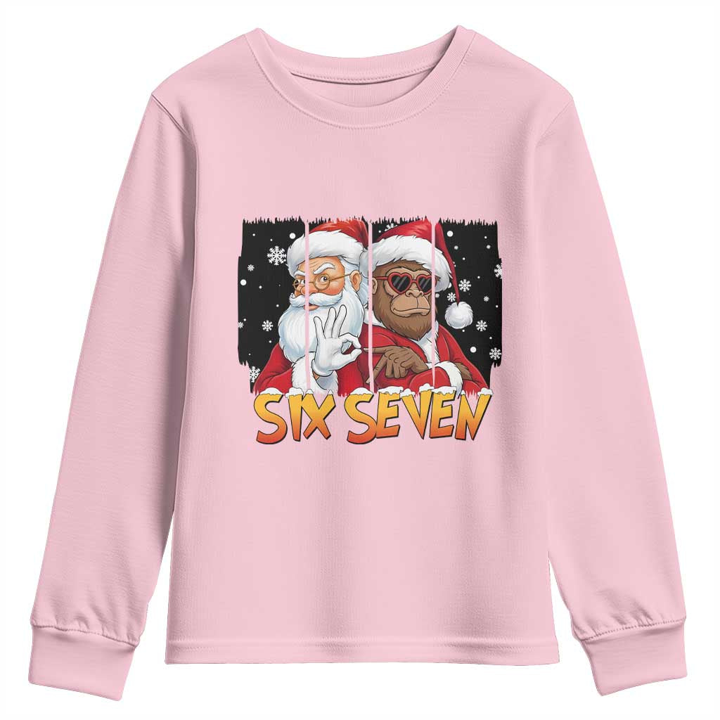 Six Seven Meme Santa Bigfoot Youth Sweatshirt 67 Viral Gen Alpha Slang Christmas Gift - Wonder Print Shop