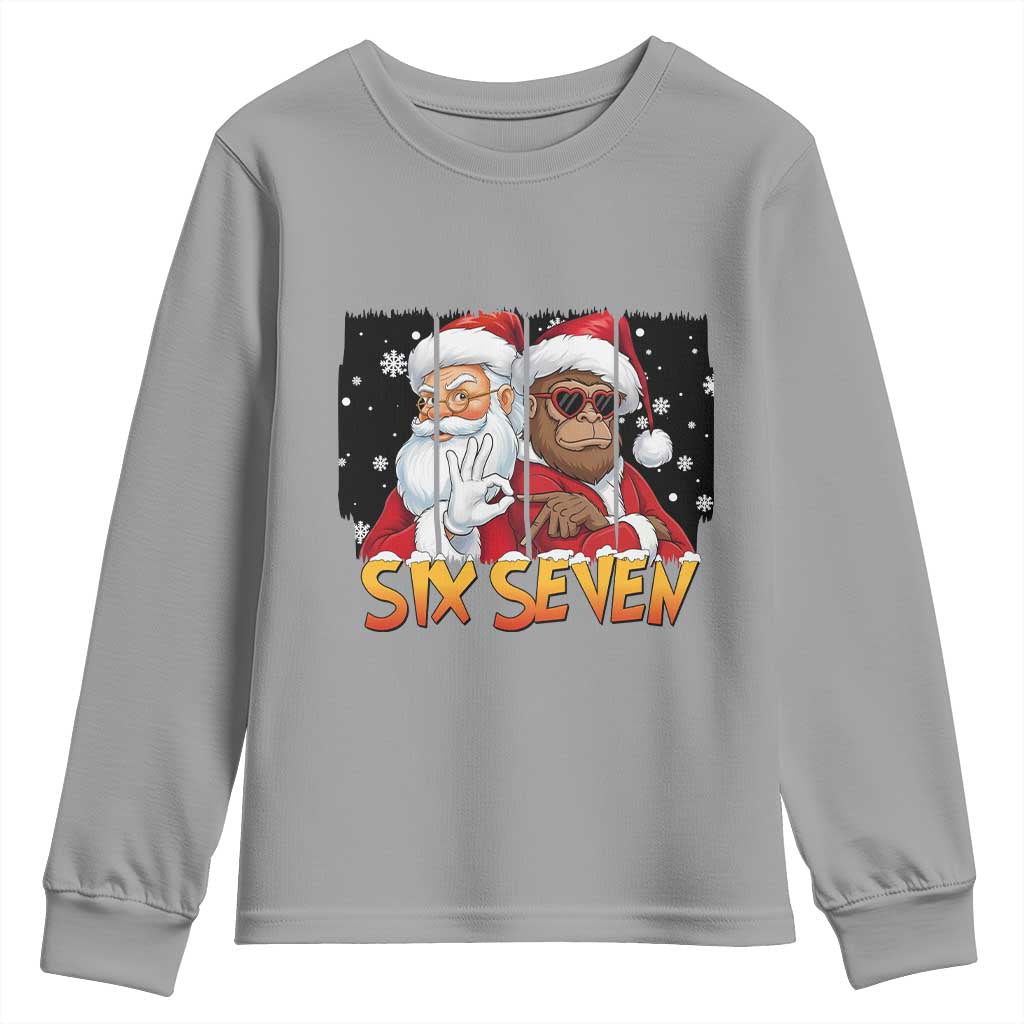 Six Seven Meme Santa Bigfoot Youth Sweatshirt 67 Viral Gen Alpha Slang Christmas Gift - Wonder Print Shop