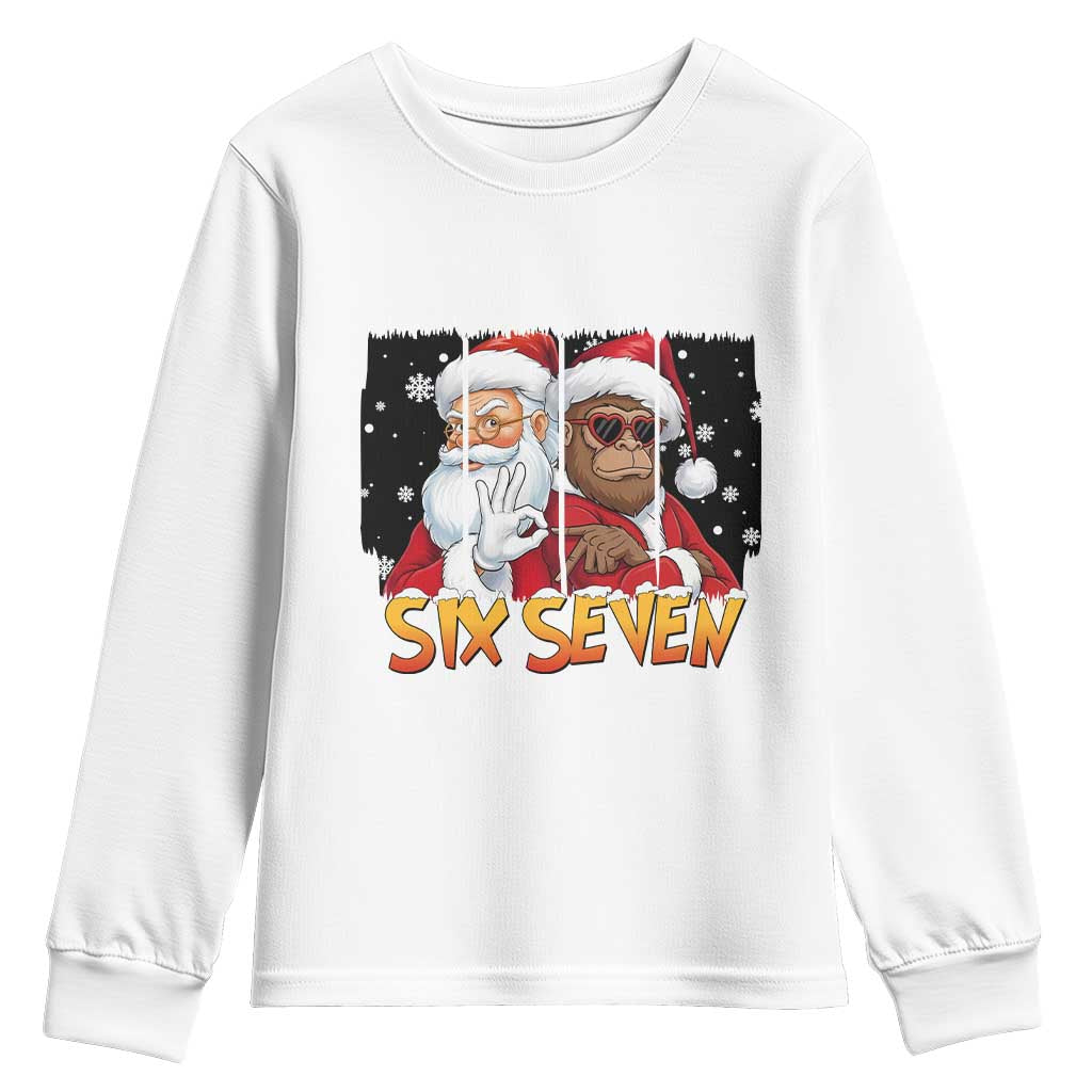 Six Seven Meme Santa Bigfoot Youth Sweatshirt 67 Viral Gen Alpha Slang Christmas Gift - Wonder Print Shop