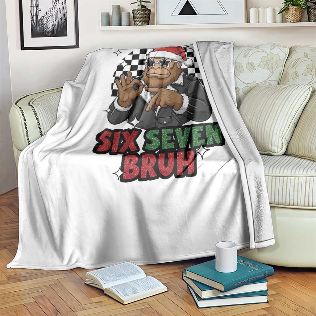 Biker Santa Six Seven Bruh Throw Blanket Christmas Gift For Gen Z - Wonder Print Shop