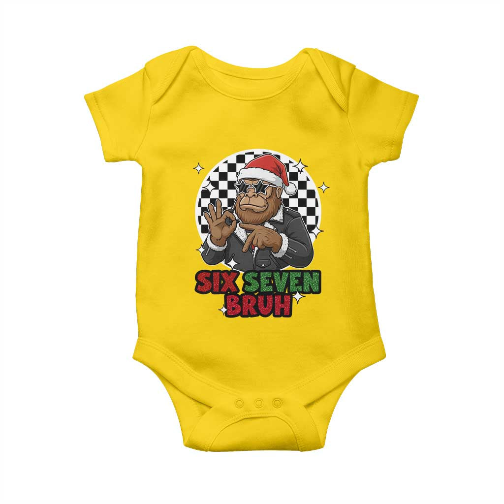 Biker Santa Six Seven Bruh Baby Onesie Christmas Gift For Gen Z - Wonder Print Shop