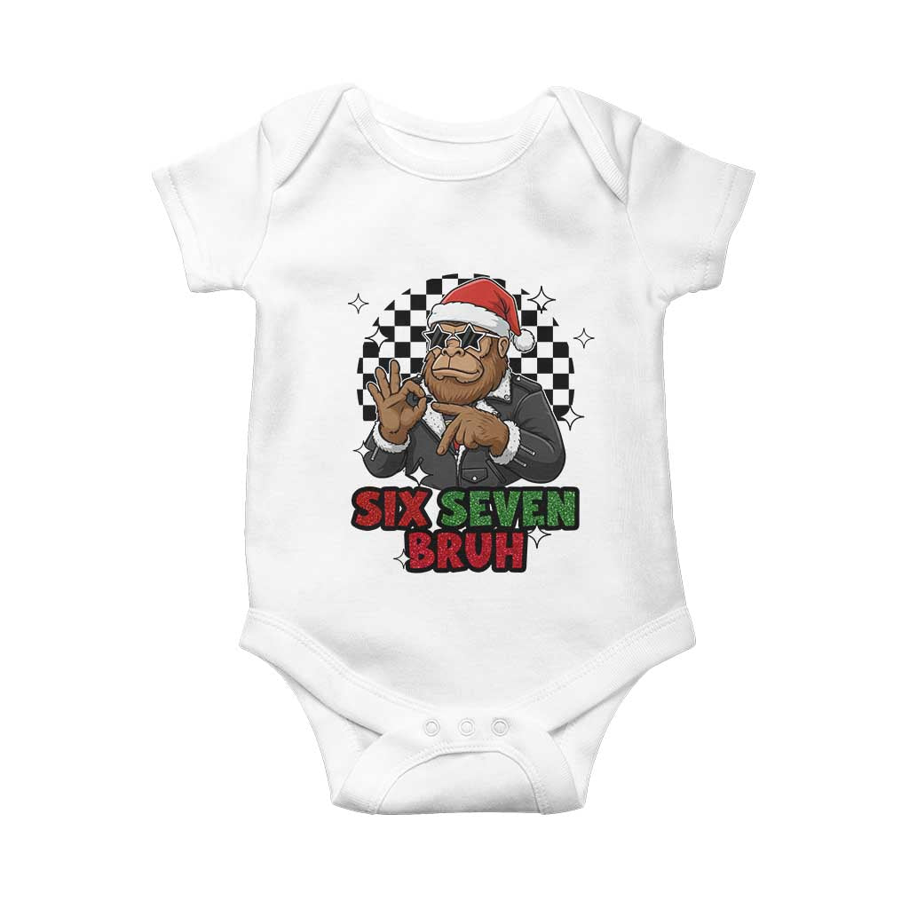 Biker Santa Six Seven Bruh Baby Onesie Christmas Gift For Gen Z - Wonder Print Shop