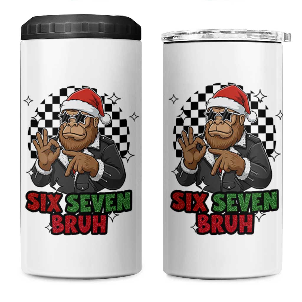 Biker Santa Six Seven Bruh 4 in 1 Can Cooler Tumbler Christmas Gift For Gen Z - Wonder Print Shop