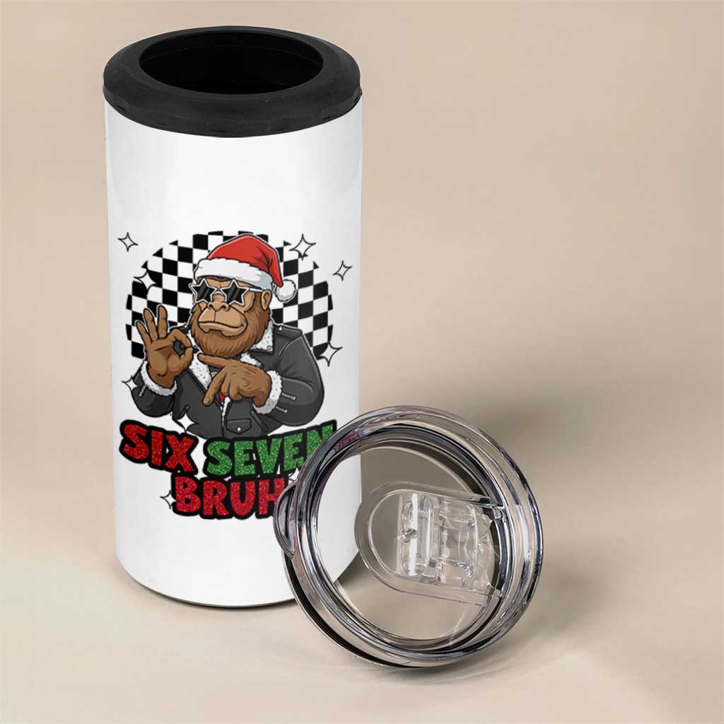Biker Santa Six Seven Bruh 4 in 1 Can Cooler Tumbler Christmas Gift For Gen Z - Wonder Print Shop