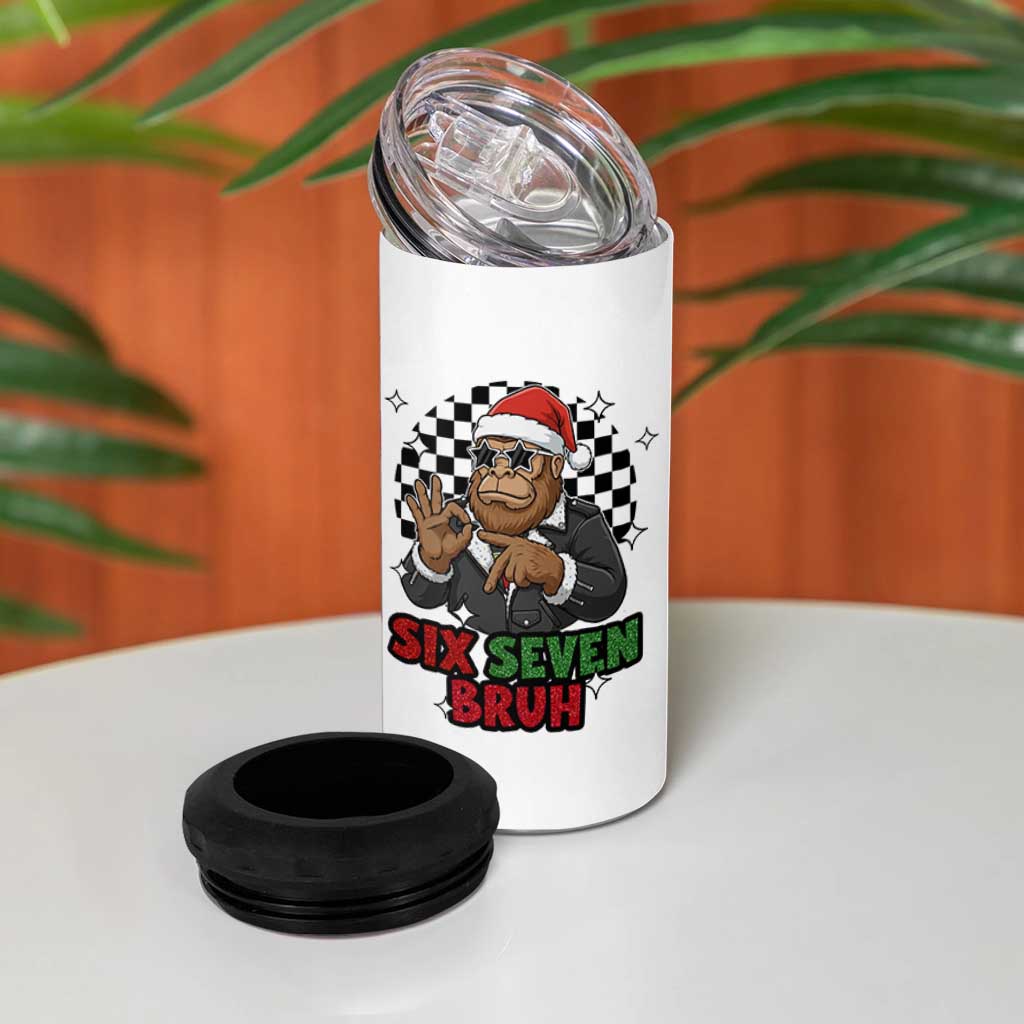 Biker Santa Six Seven Bruh 4 in 1 Can Cooler Tumbler Christmas Gift For Gen Z - Wonder Print Shop