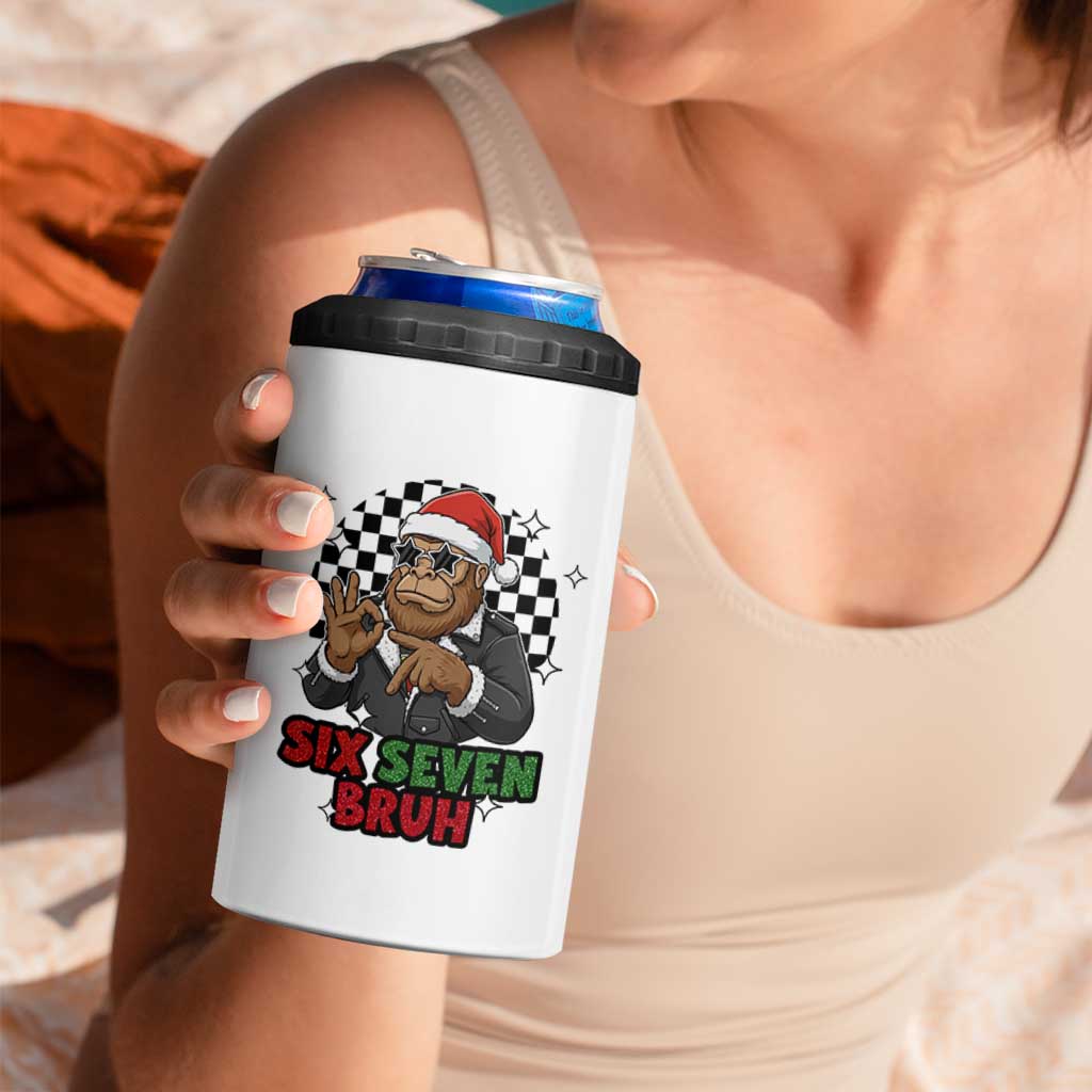 Biker Santa Six Seven Bruh 4 in 1 Can Cooler Tumbler Christmas Gift For Gen Z - Wonder Print Shop