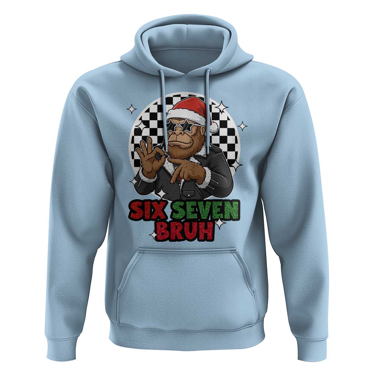 Biker Santa Six Seven Bruh Hoodie Christmas Gift For Gen Z - Wonder Print Shop