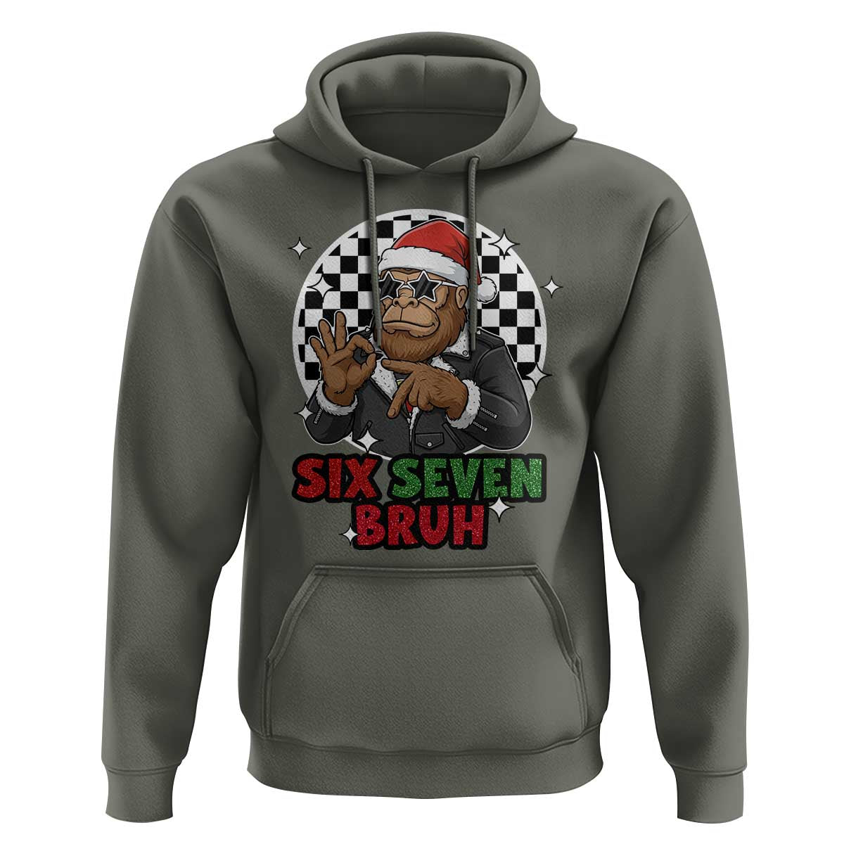 Biker Santa Six Seven Bruh Hoodie Christmas Gift For Gen Z - Wonder Print Shop
