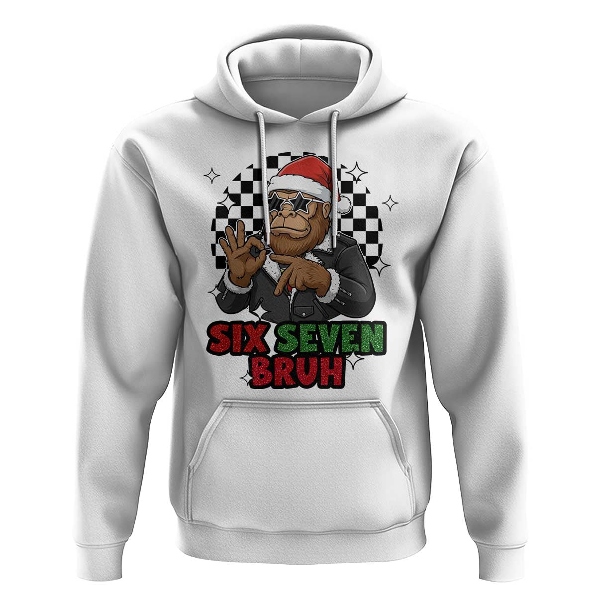 Biker Santa Six Seven Bruh Hoodie Christmas Gift For Gen Z - Wonder Print Shop