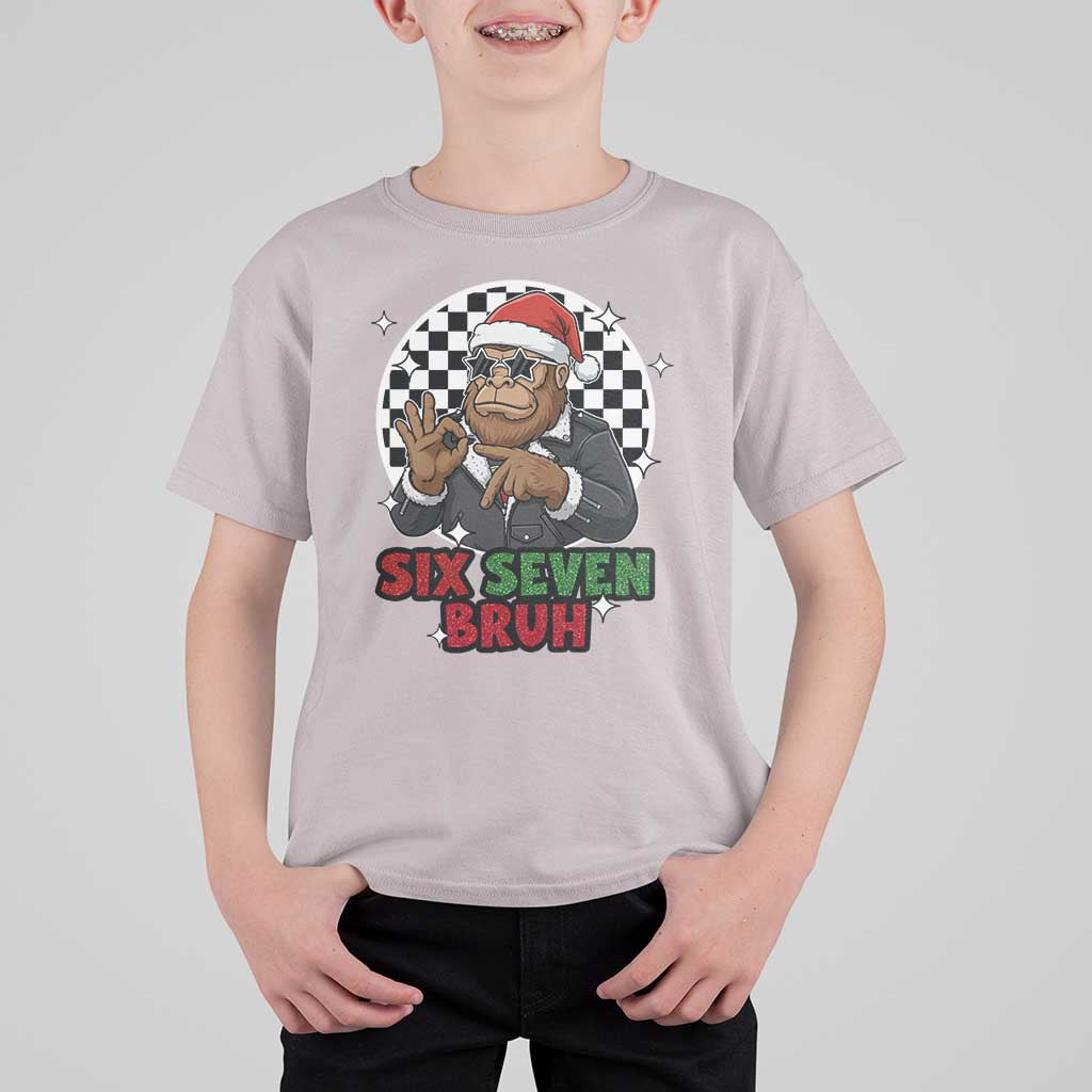 Biker Santa Six Seven Bruh T Shirt For Kid Christmas Gift For Gen Z - Wonder Print Shop