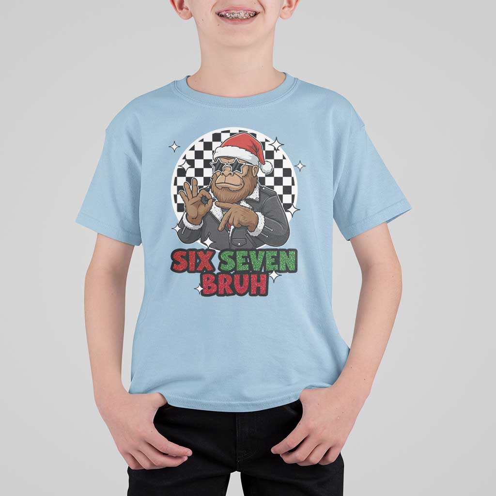 Biker Santa Six Seven Bruh T Shirt For Kid Christmas Gift For Gen Z - Wonder Print Shop