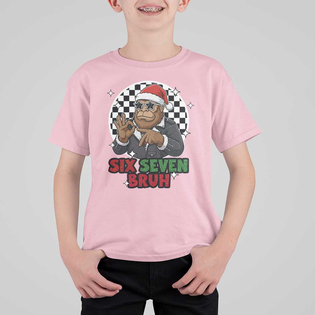 Biker Santa Six Seven Bruh T Shirt For Kid Christmas Gift For Gen Z - Wonder Print Shop