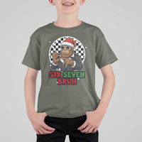 Biker Santa Six Seven Bruh T Shirt For Kid Christmas Gift For Gen Z - Wonder Print Shop