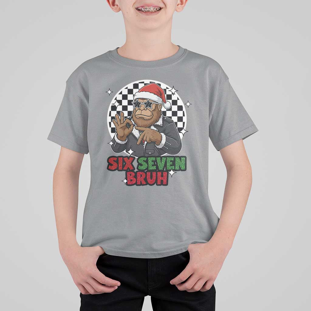 Biker Santa Six Seven Bruh T Shirt For Kid Christmas Gift For Gen Z - Wonder Print Shop