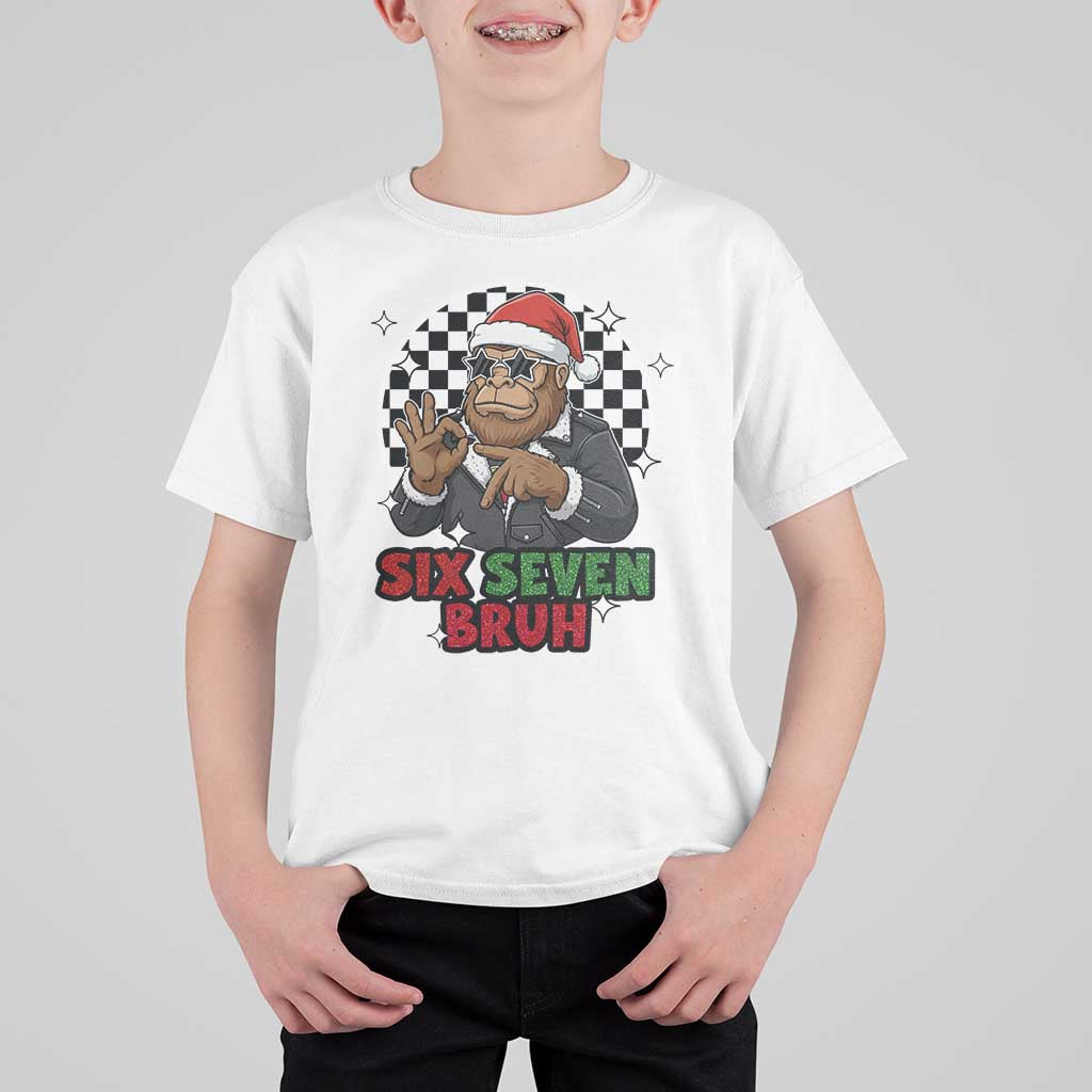 Biker Santa Six Seven Bruh T Shirt For Kid Christmas Gift For Gen Z - Wonder Print Shop