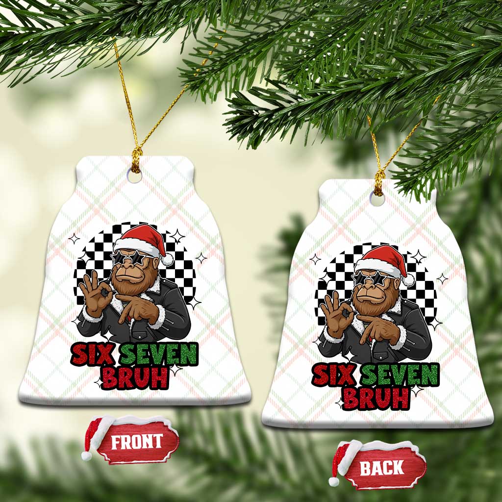 Biker Santa Six Seven Bruh Ceramic Ornament Christmas Gift For Gen Z - Wonder Print Shop