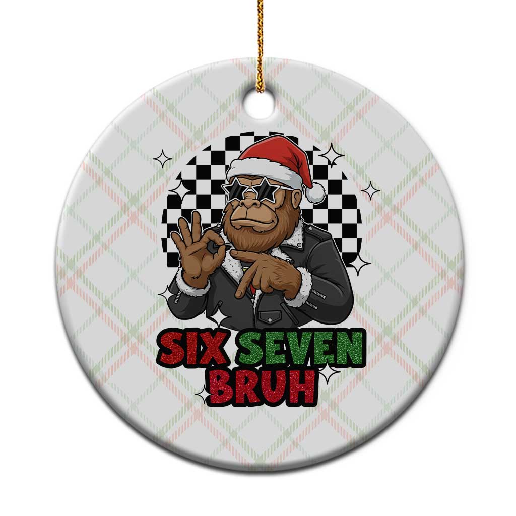 Biker Santa Six Seven Bruh Ceramic Ornament Christmas Gift For Gen Z - Wonder Print Shop
