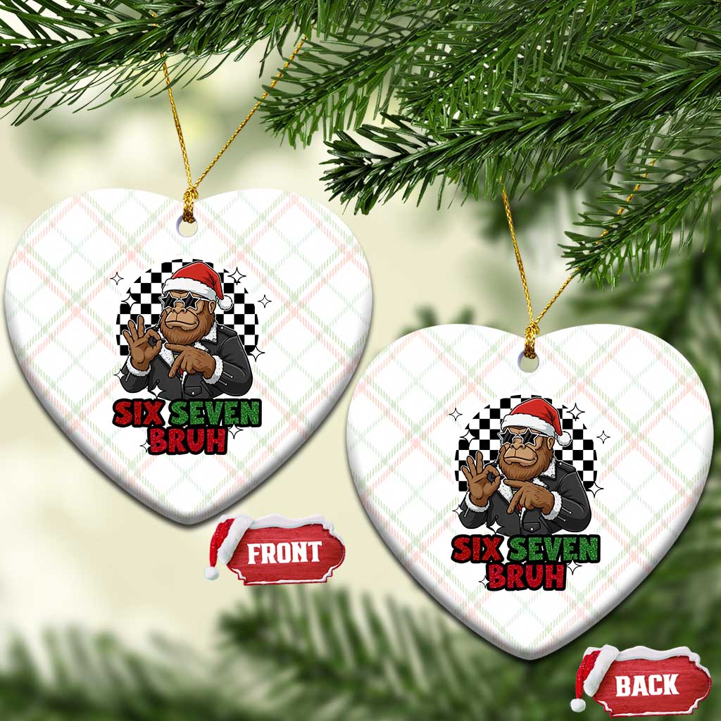 Biker Santa Six Seven Bruh Ceramic Ornament Christmas Gift For Gen Z - Wonder Print Shop