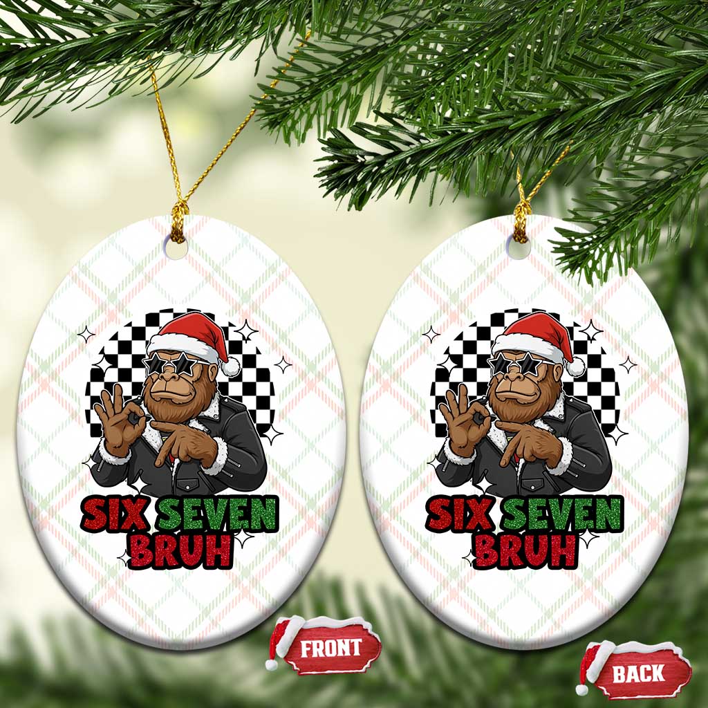 Biker Santa Six Seven Bruh Ceramic Ornament Christmas Gift For Gen Z - Wonder Print Shop