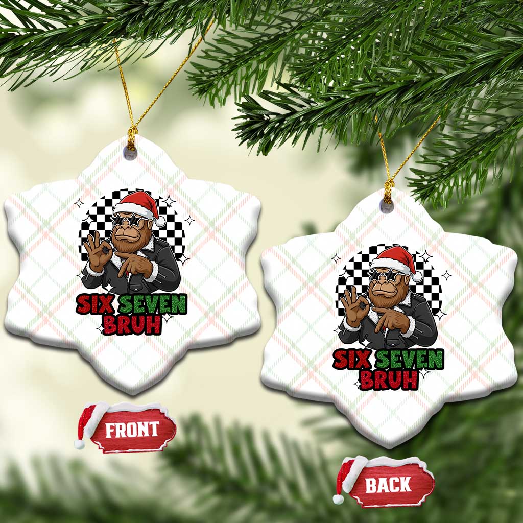 Biker Santa Six Seven Bruh Ceramic Ornament Christmas Gift For Gen Z - Wonder Print Shop