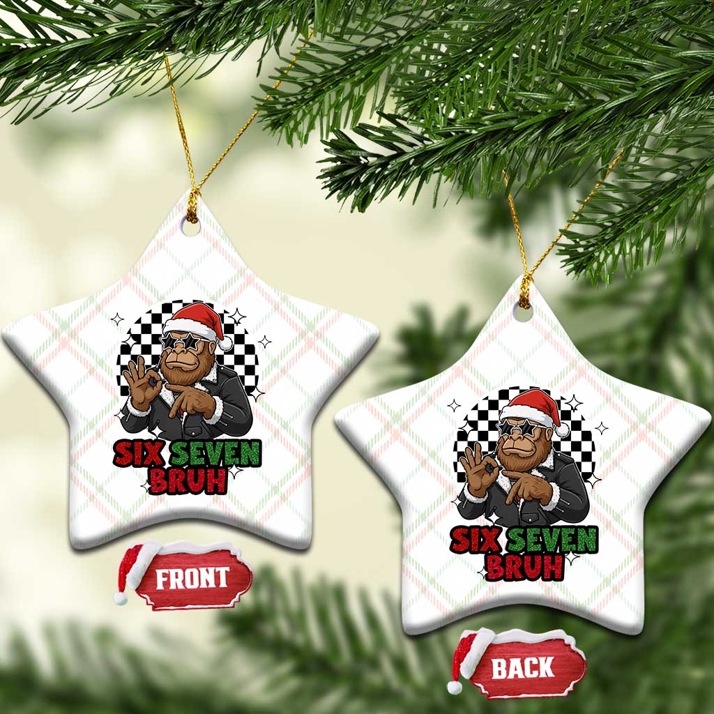 Biker Santa Six Seven Bruh Ceramic Ornament Christmas Gift For Gen Z - Wonder Print Shop