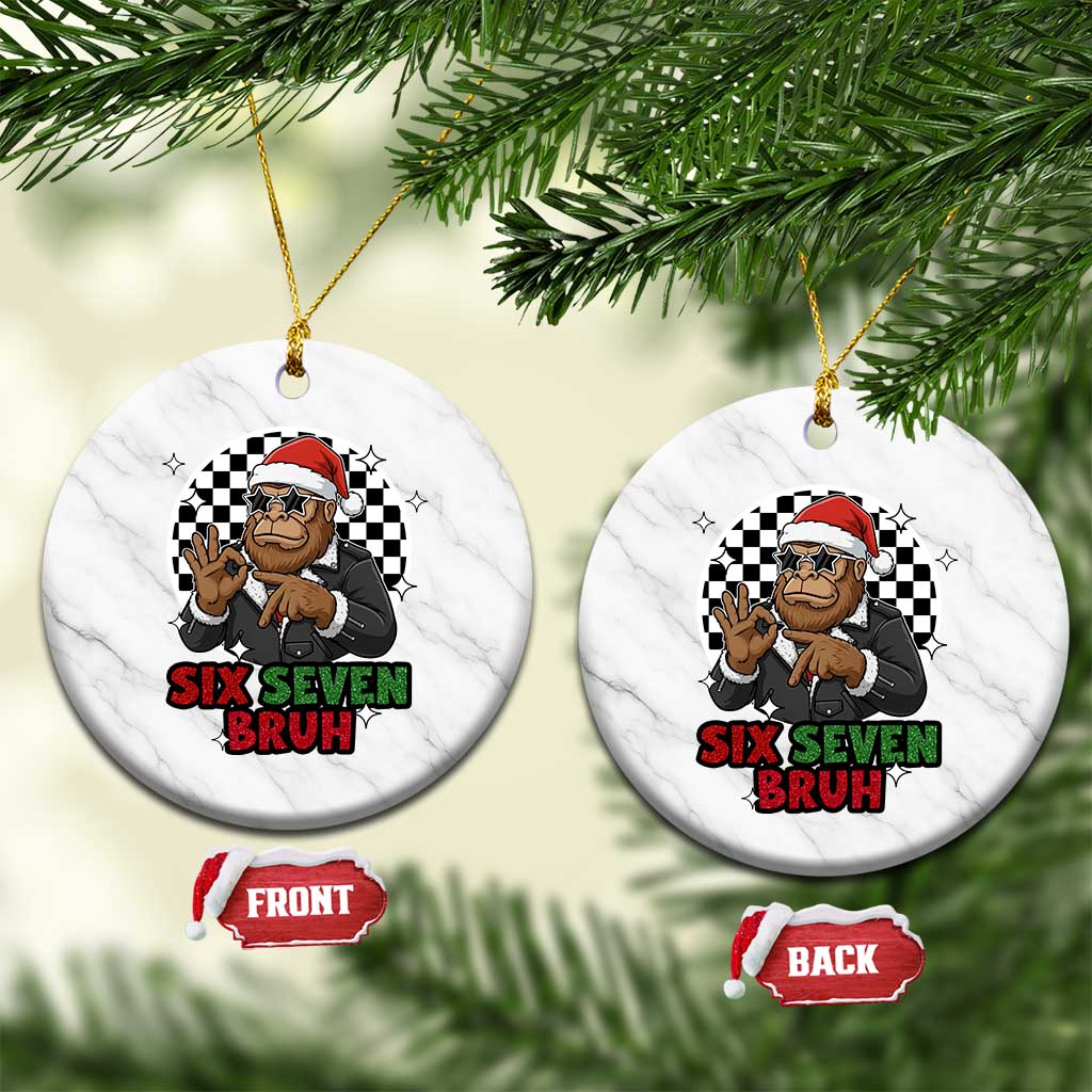 Biker Santa Six Seven Bruh Ceramic Ornament Christmas Gift For Gen Z - Wonder Print Shop