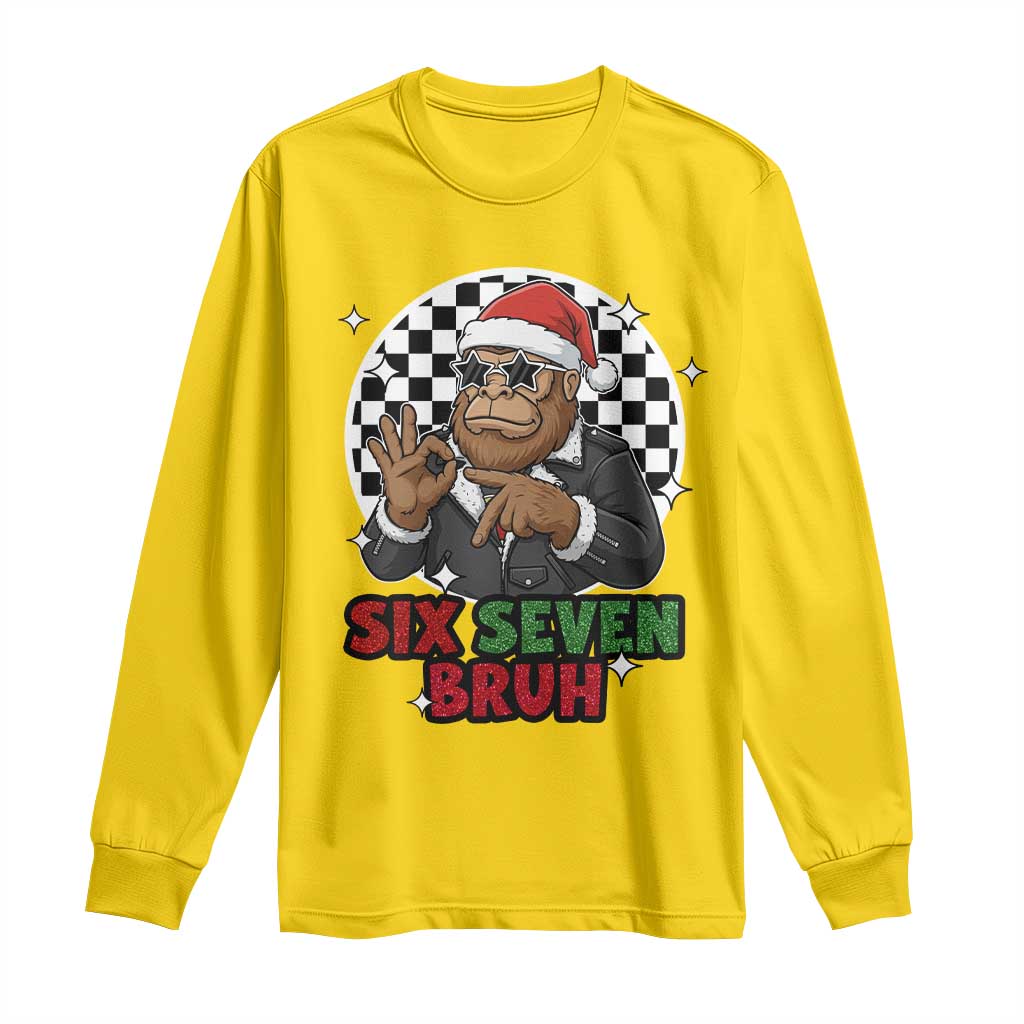 Biker Santa Six Seven Bruh Long Sleeve Shirt Christmas Gift For Gen Z - Wonder Print Shop