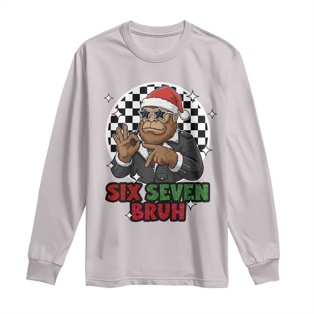 Biker Santa Six Seven Bruh Long Sleeve Shirt Christmas Gift For Gen Z - Wonder Print Shop