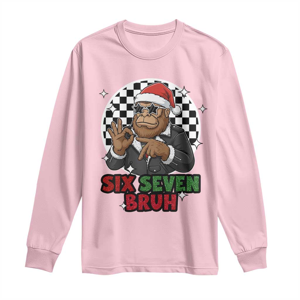 Biker Santa Six Seven Bruh Long Sleeve Shirt Christmas Gift For Gen Z - Wonder Print Shop
