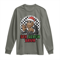 Biker Santa Six Seven Bruh Long Sleeve Shirt Christmas Gift For Gen Z - Wonder Print Shop