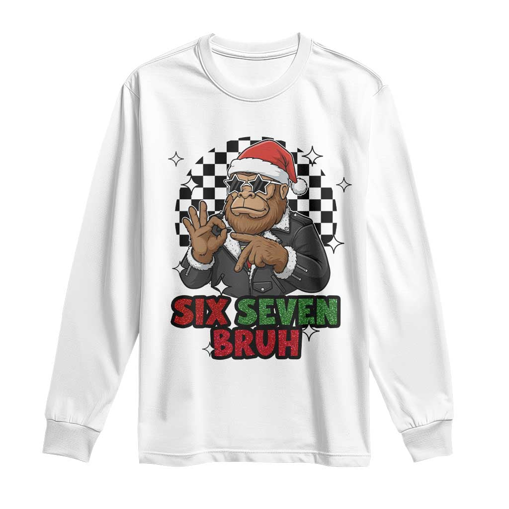 Biker Santa Six Seven Bruh Long Sleeve Shirt Christmas Gift For Gen Z - Wonder Print Shop