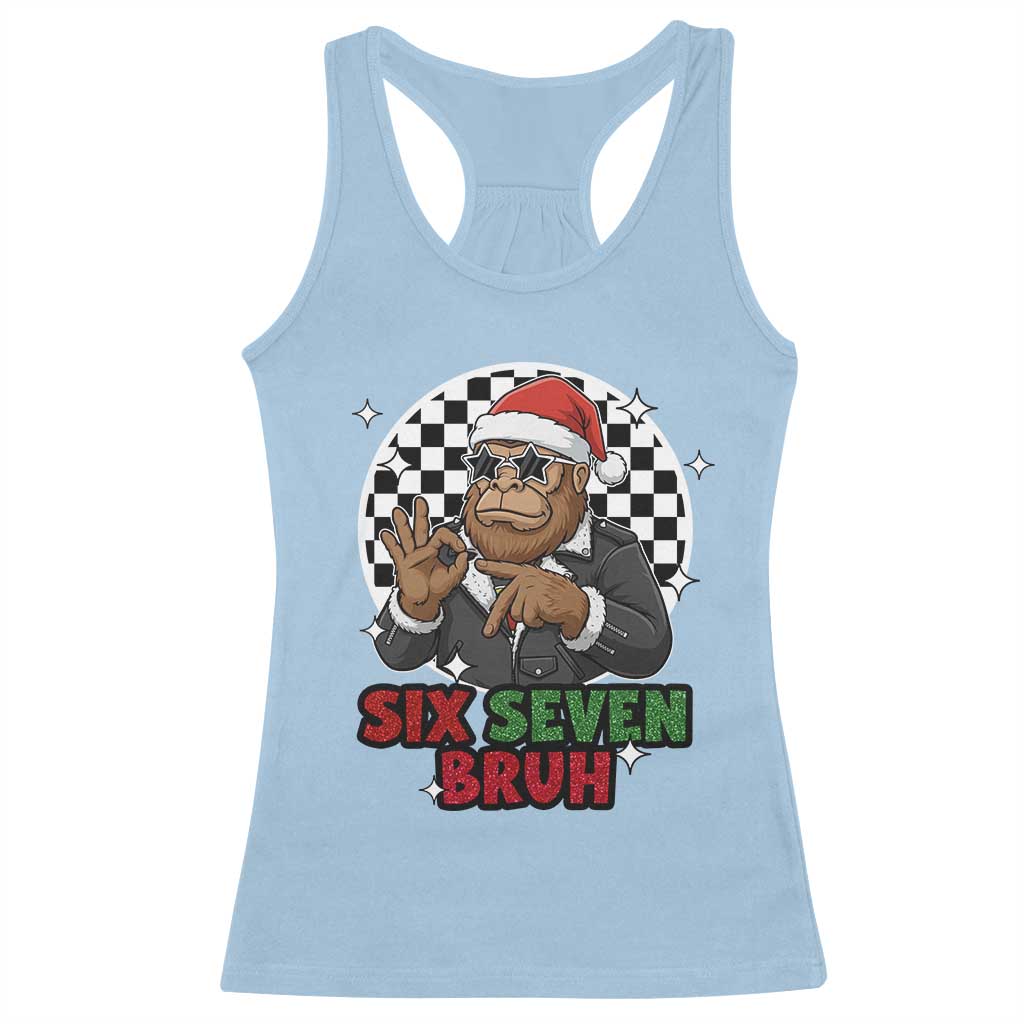 Biker Santa Six Seven Bruh Racerback Tank Top Christmas Gift For Gen Z - Wonder Print Shop