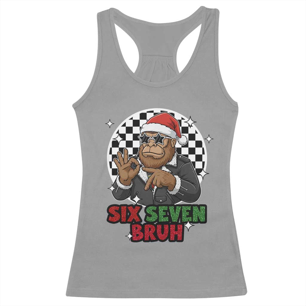 Biker Santa Six Seven Bruh Racerback Tank Top Christmas Gift For Gen Z - Wonder Print Shop