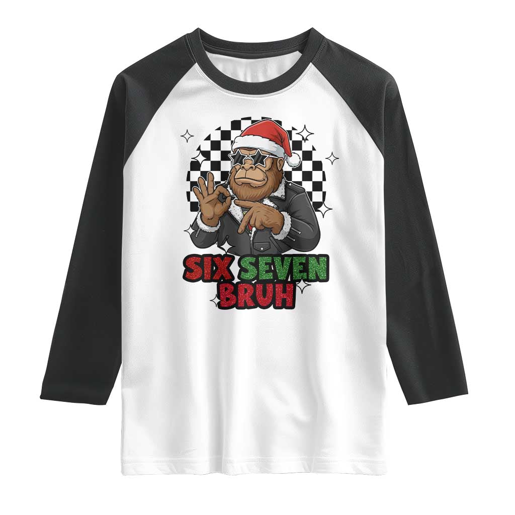 Biker Santa Six Seven Bruh Raglan Shirt Christmas Gift For Gen Z - Wonder Print Shop