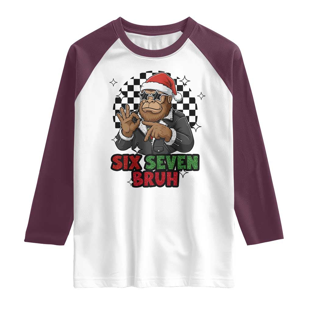 Biker Santa Six Seven Bruh Raglan Shirt Christmas Gift For Gen Z - Wonder Print Shop